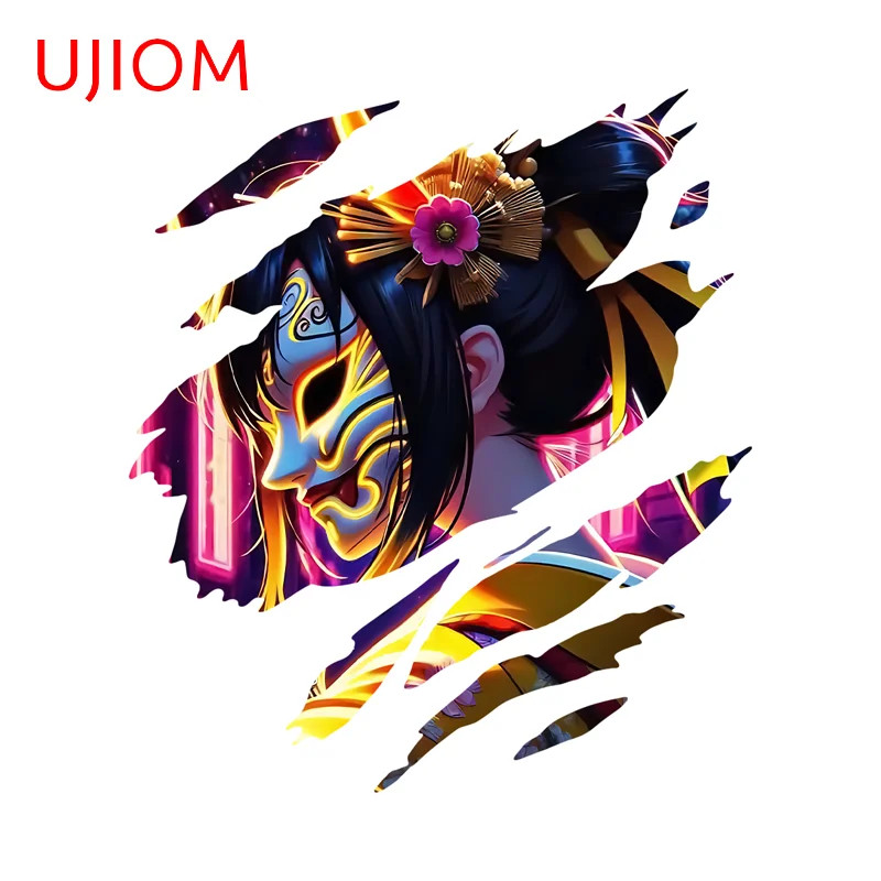 UJIOM Tear Japanese Fox Girl Graffiti Wall Sticker Fashionable Creative