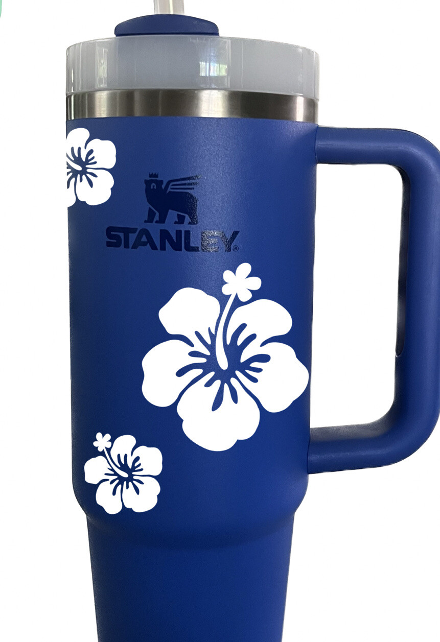 5 Pack Stanley Hawaiian Flower Accessories 40oz 30oz Vinyl Sticker Decal Tumbler