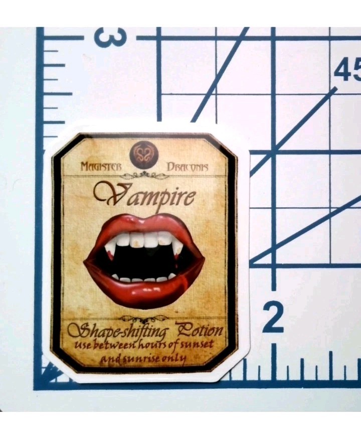 Vampire Potion Sticker Fangs Lips Vinyl Die Cut Scrapbook Journal Decal Gothic