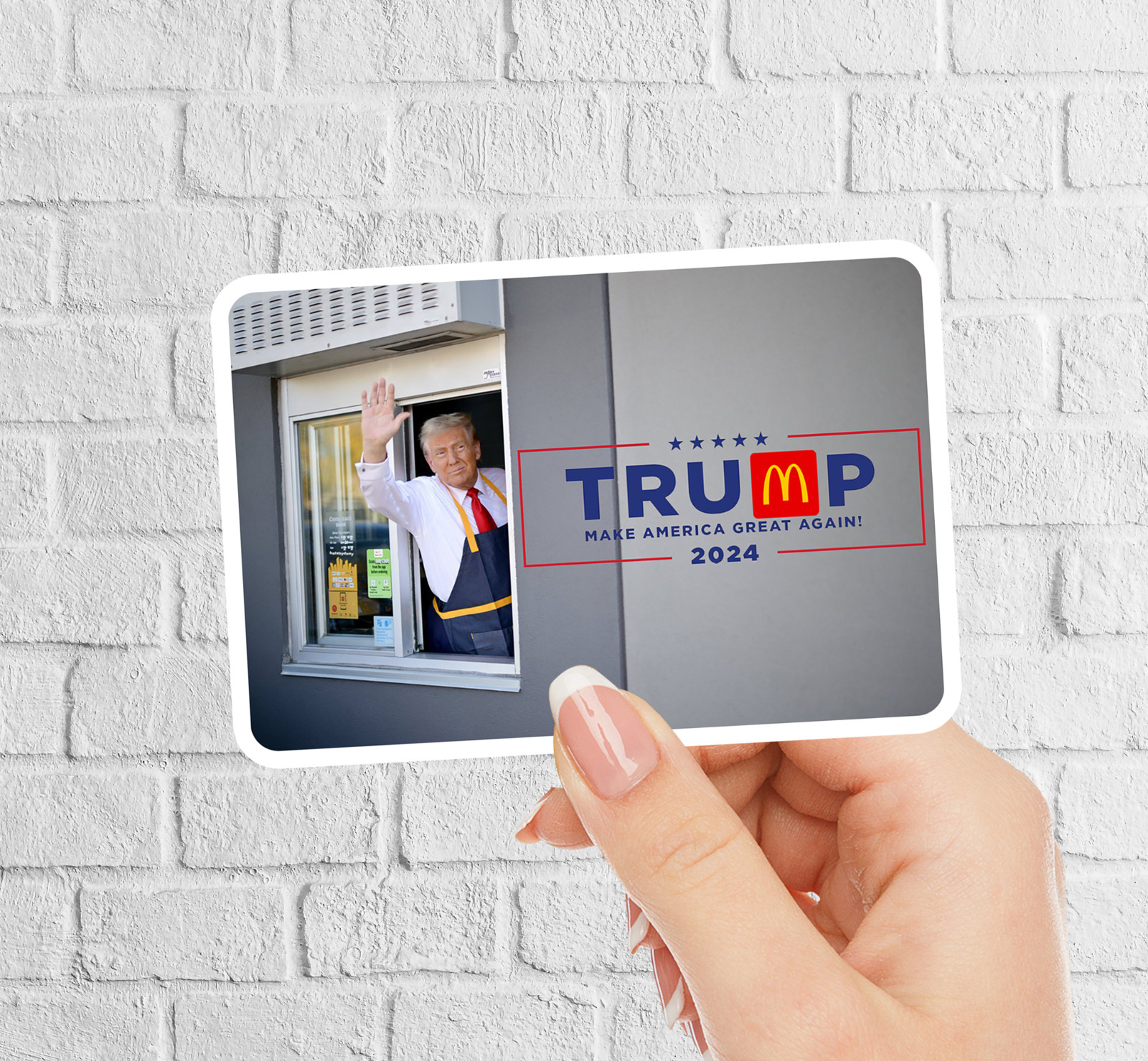 NEW- for 2024 Trump Works At McDonald's 2024 Vinyl Sticker – 3.5 x 2.3 INCHES