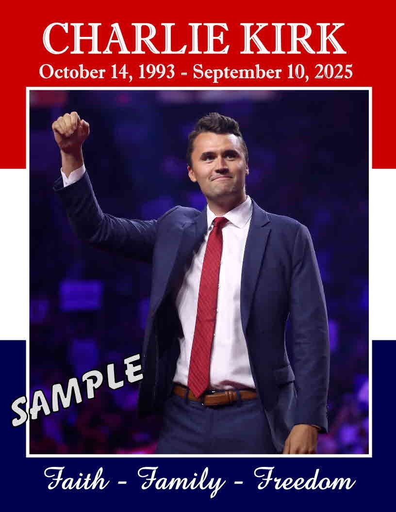 CHARLIE KIRK MEMORIAL FRIDGE MAGNET 5.25 x 4 inches Turning Point Freedom