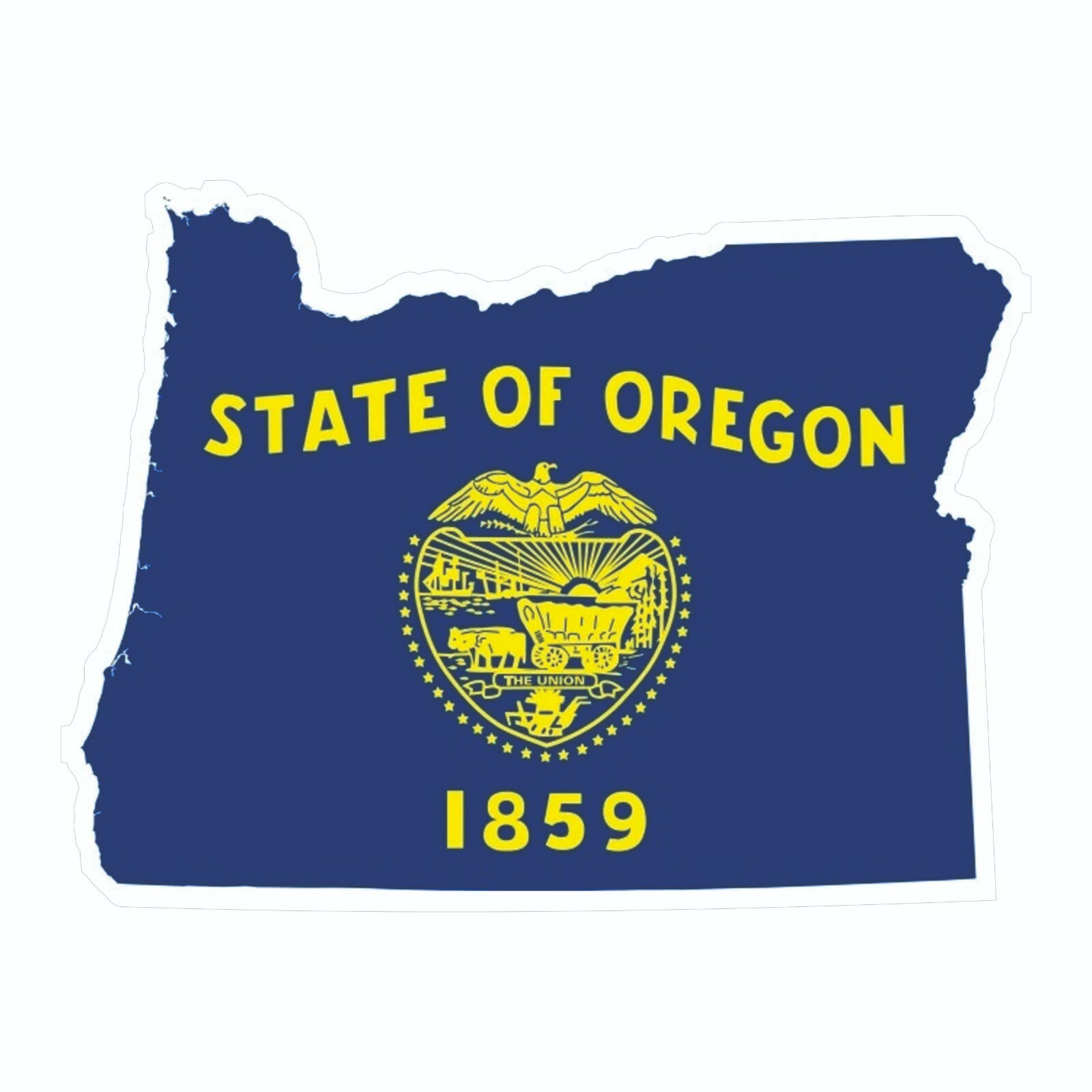 Oregon State Map Outline with Flag Sticker, Decal, Vacation Sticker