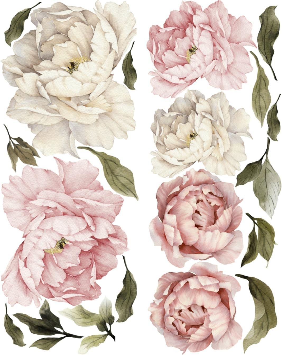 Large 67" Floral Peonies Wall Sticker – Botanical Beauty for Indoor Spaces