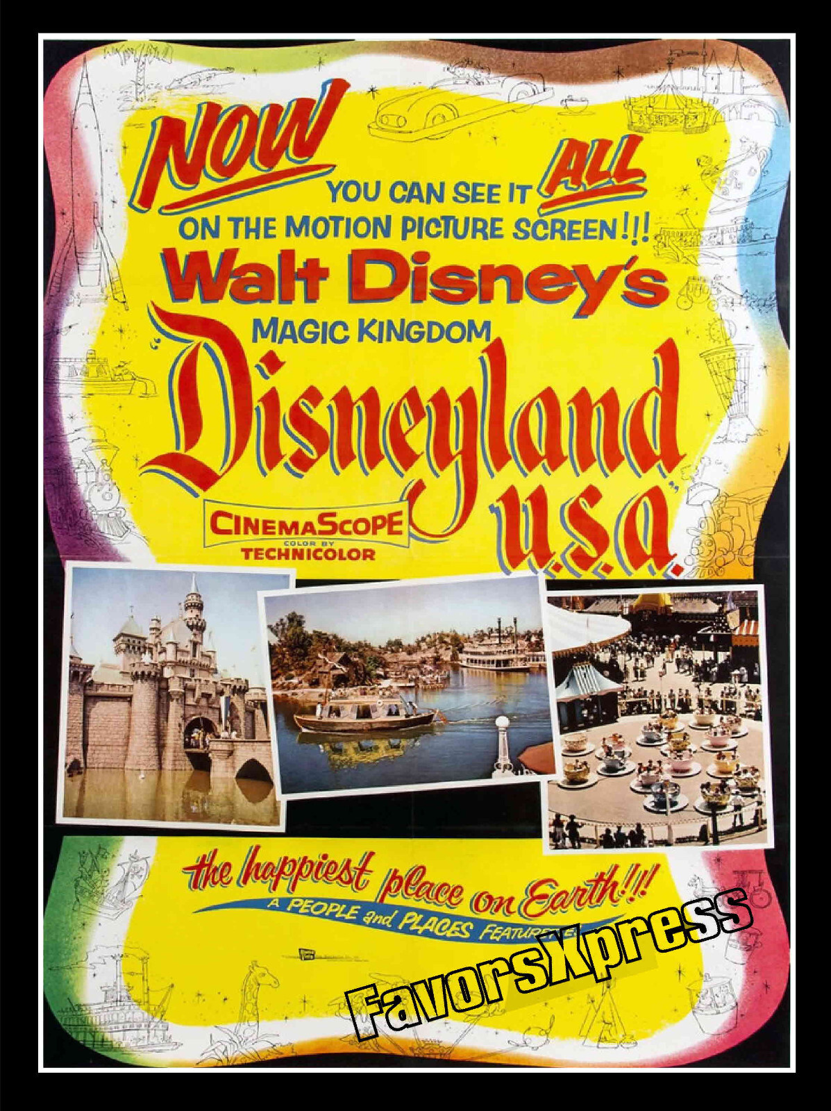 DISNEYLAND USA VINTAGE PROMO POSTER PHOTO MAGNET 3×4 in