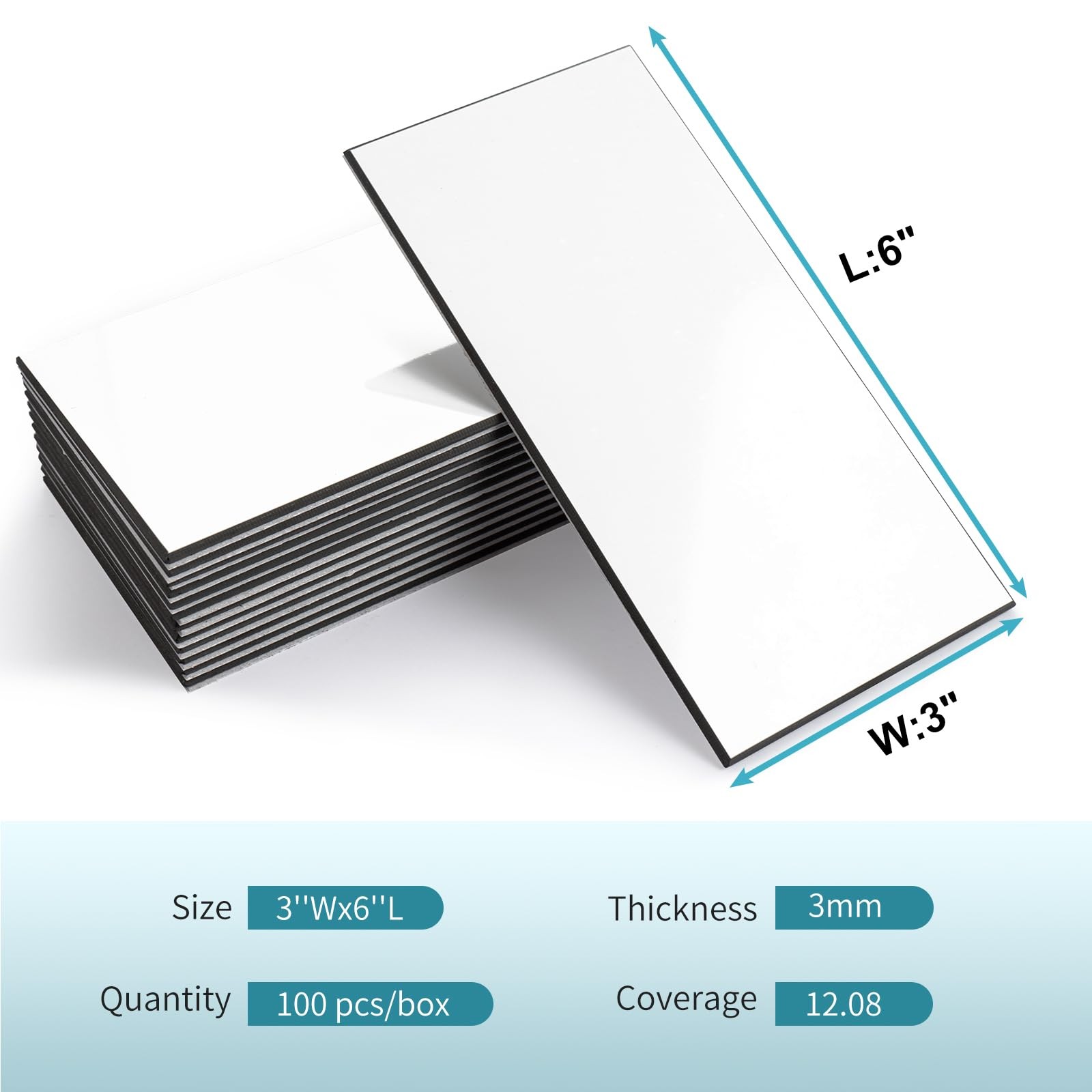 Vamos Tile 100Piece Glossy Pure White Peel and Stick Backsplash Tile,3"x6" …
