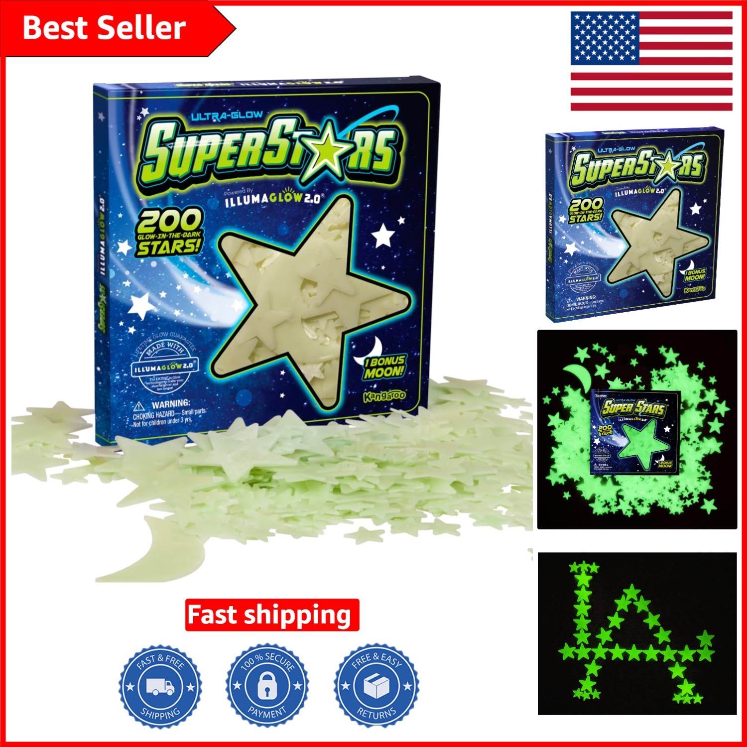 Glow Stars for Ceiling – 200-Piece Safe and Stylish Decor for Children's Bedroom