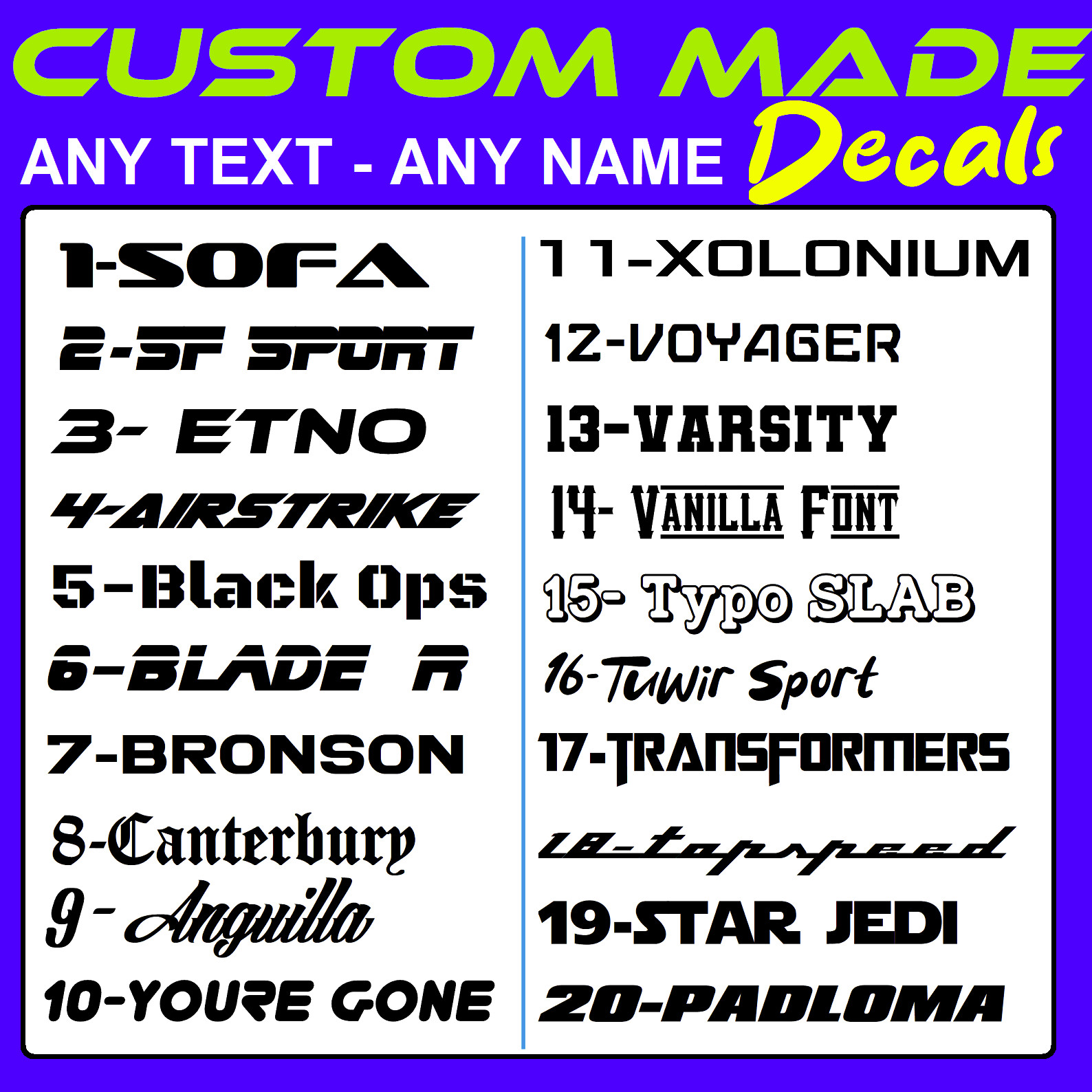 Custom Text Vinyl Lettering Sticker Decal Personalized – ANY TEXT ANY NAME {c11