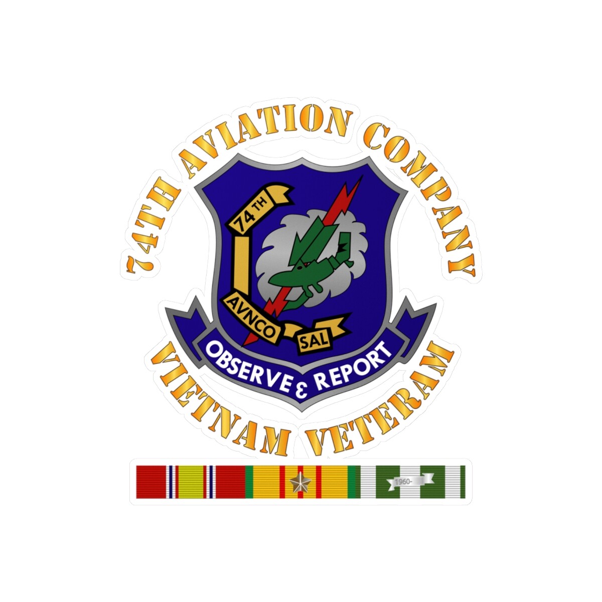 Kiss-Cut Vinyl – 74th Aviation Company – Vietnam Veteran