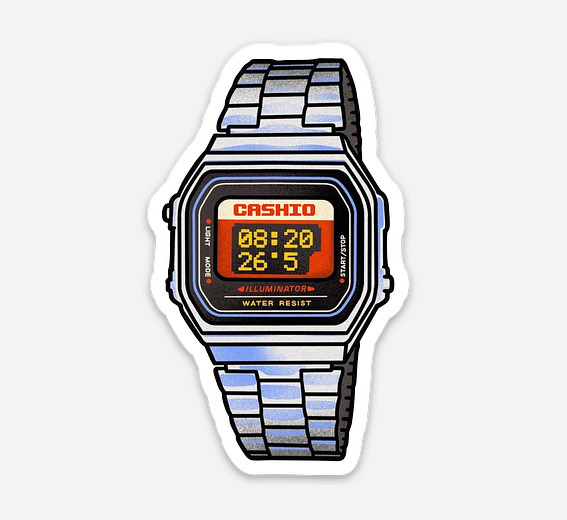 3" Casio Watch Sticker Matte Finish Decal Dishwasher Safe