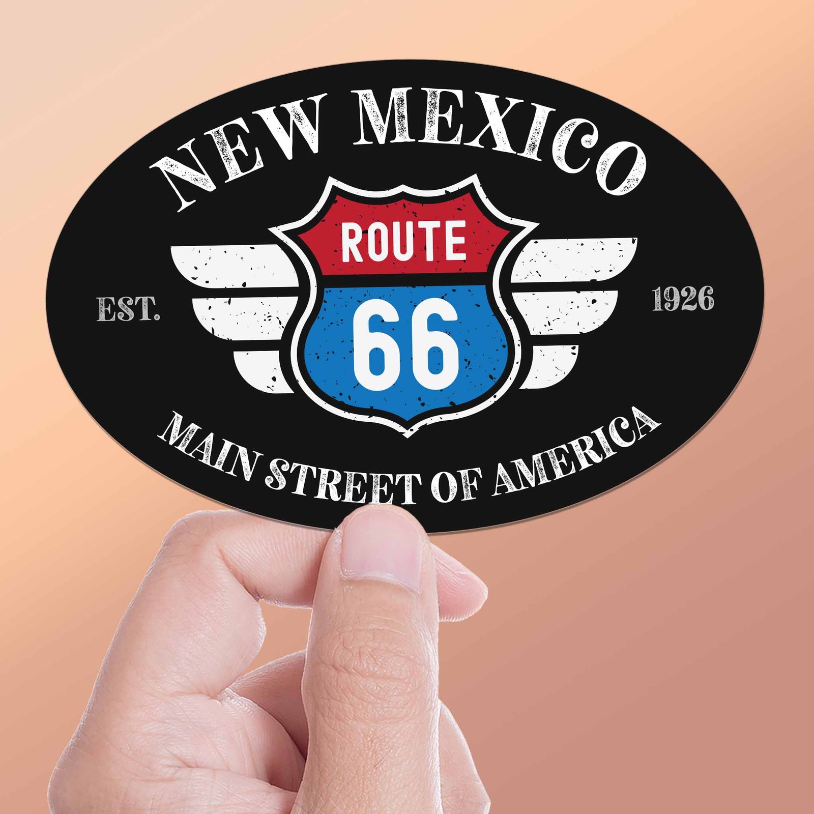 New Mexico Route 66 Sticker – NM Black Oval Decal