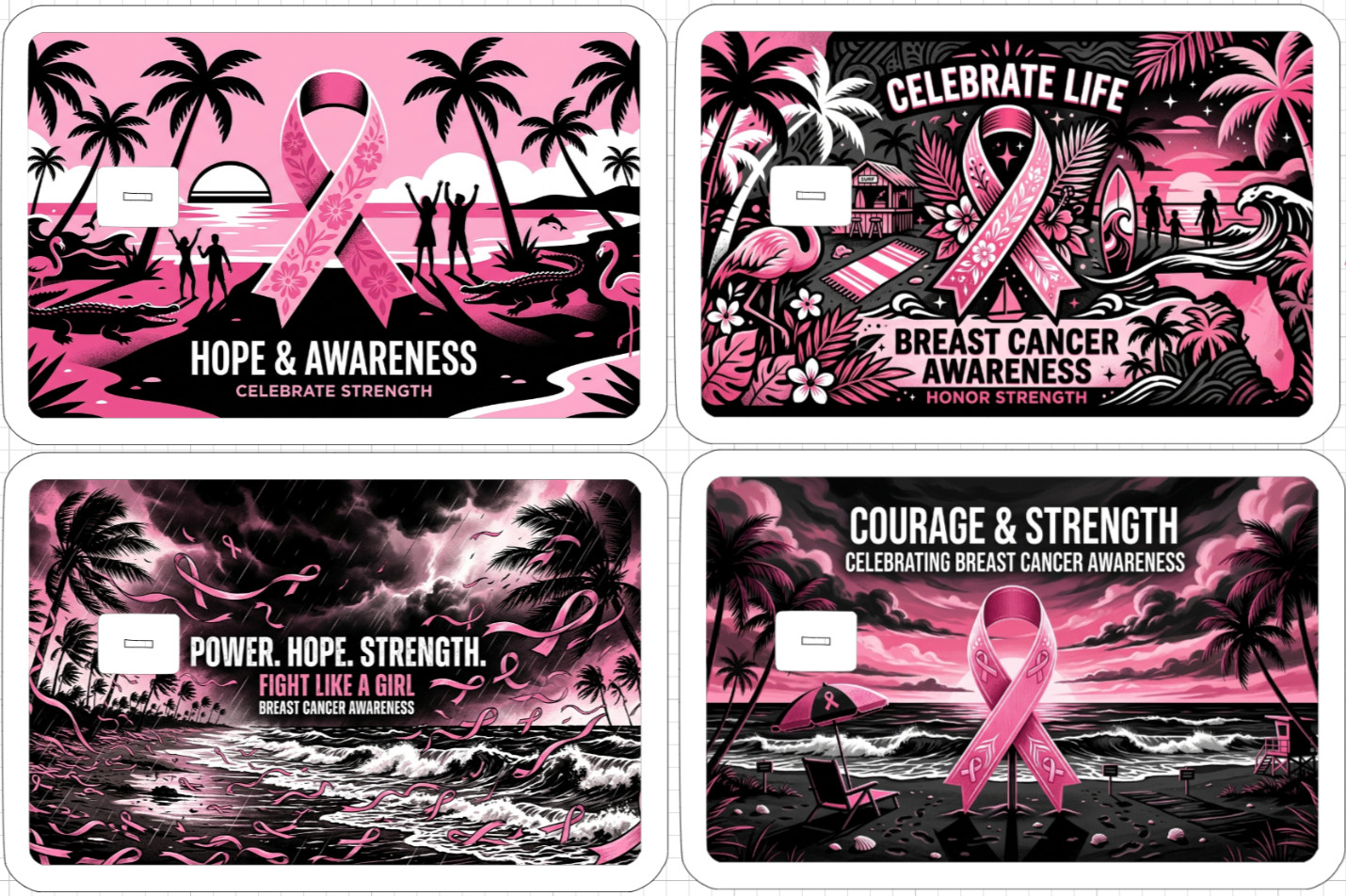 Florida Pink Ribbon Gift Credit Debit ATM Card Skin Sticker Breast Cancer Women