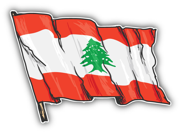 Lebanon Flag Sketch Car Bumper Sticker Decal