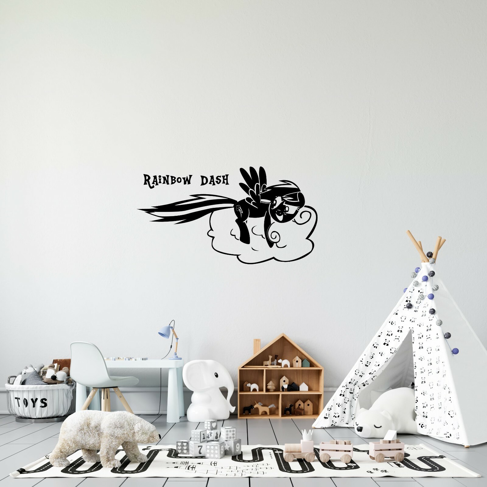 Female Pegasus My Little Pony Rainbow Dash Riding Cloud Vinyl Wall Decal Design