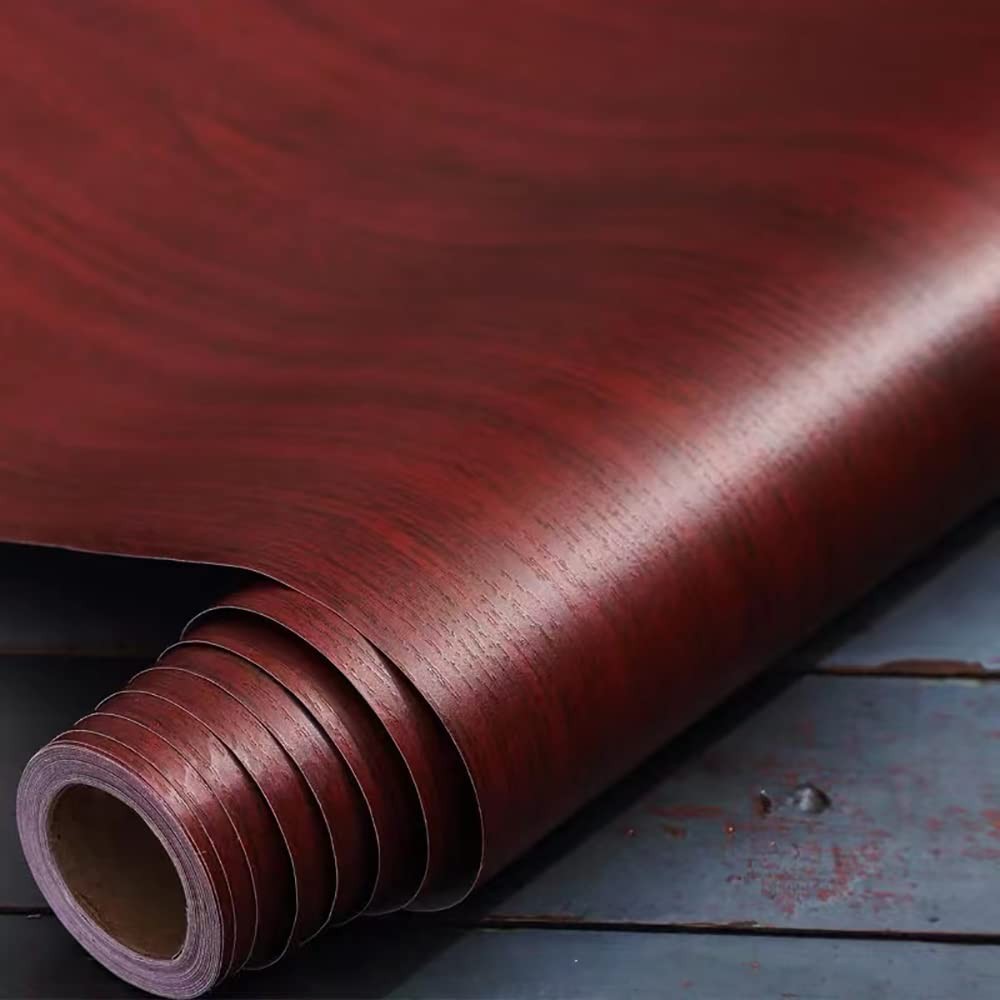 Self Adhesive Vinyl Mahogany Wood Contact Paper for Kitchen Cabinets Red