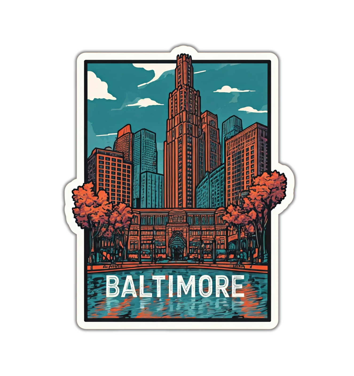 Baltimore Maryland Fridge Magnet or Laptop Sticker