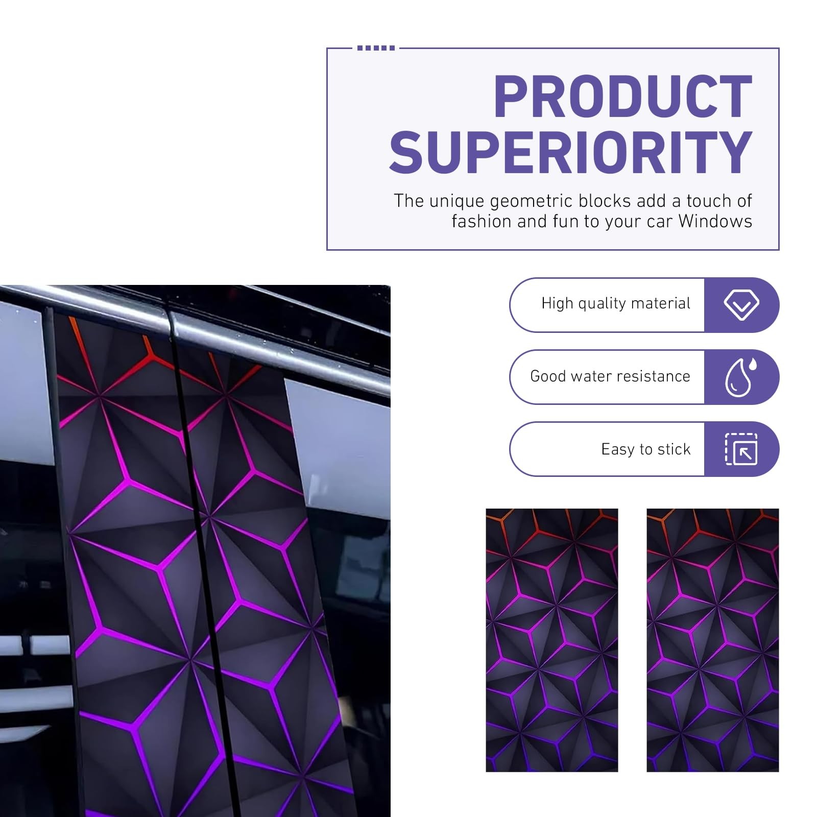2 PCS Car Door B-Pillar Sticker, Personalized Geometry Hexagon Pattern Middle…