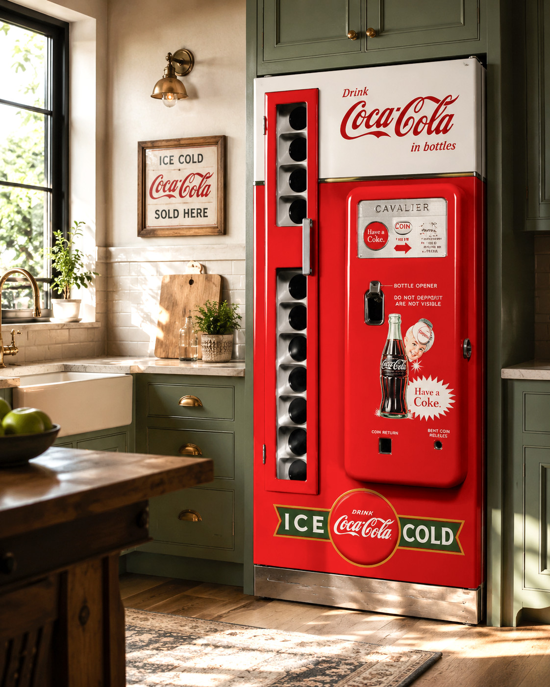 Retro Coca-Cola Vending Machine Refrigerator Wrap Decal for Side-by-Side Fridges