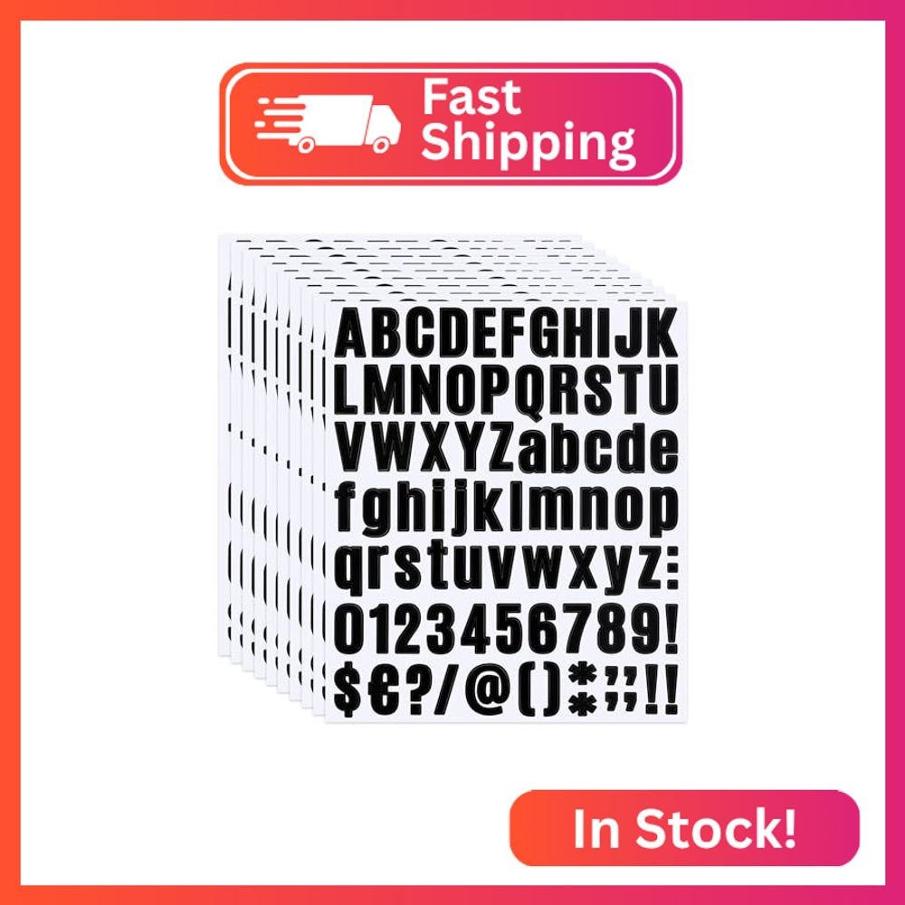 10 Sheets Letter Stickers, Vinyl Self Adhesive Letters Number Stickers, Black Al