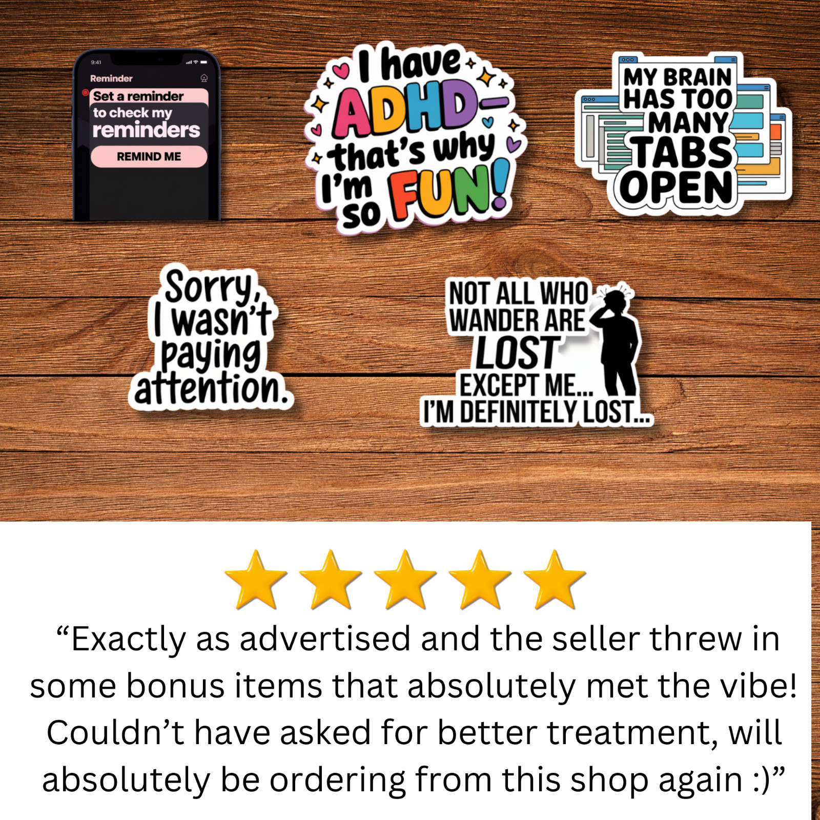 Funny ADHD Stickers for Your Laptop, Water Bottler, or Planners.