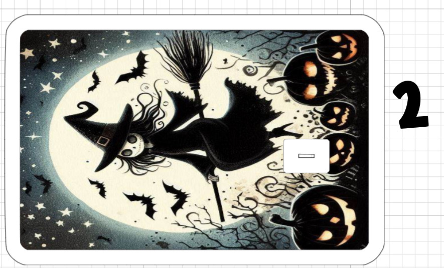 Halloween Credit Debit Card Skins Green Witch Black Pumpkin Haunted Skellington