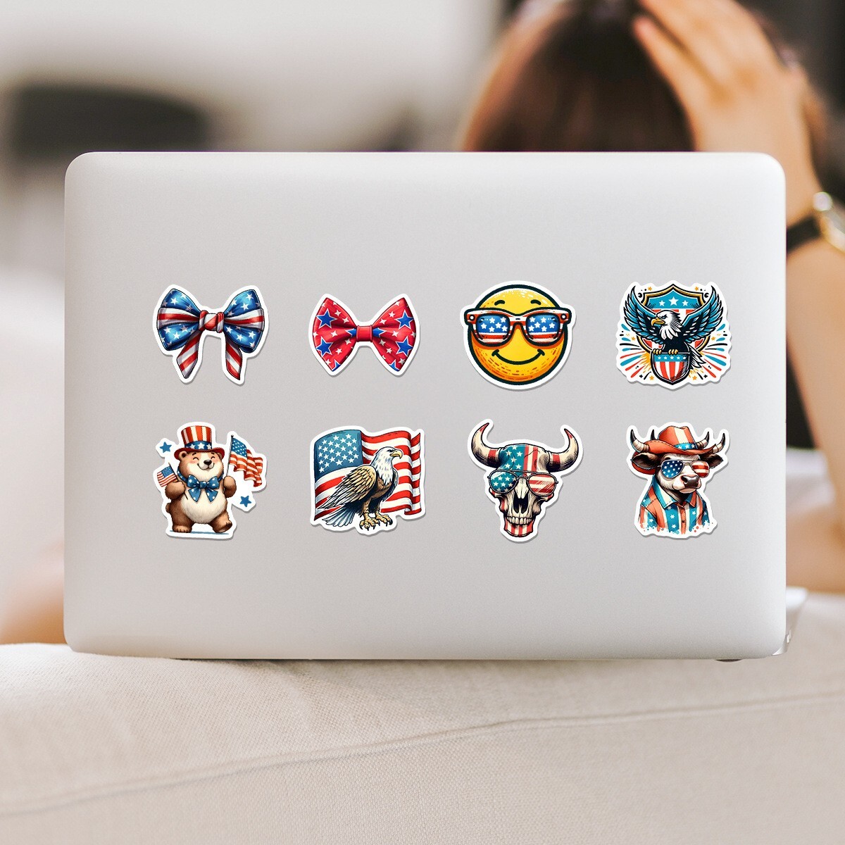 50pcs Waterproof Vinyl Stickers Independence Day 4th Of July Holiday Window Auto