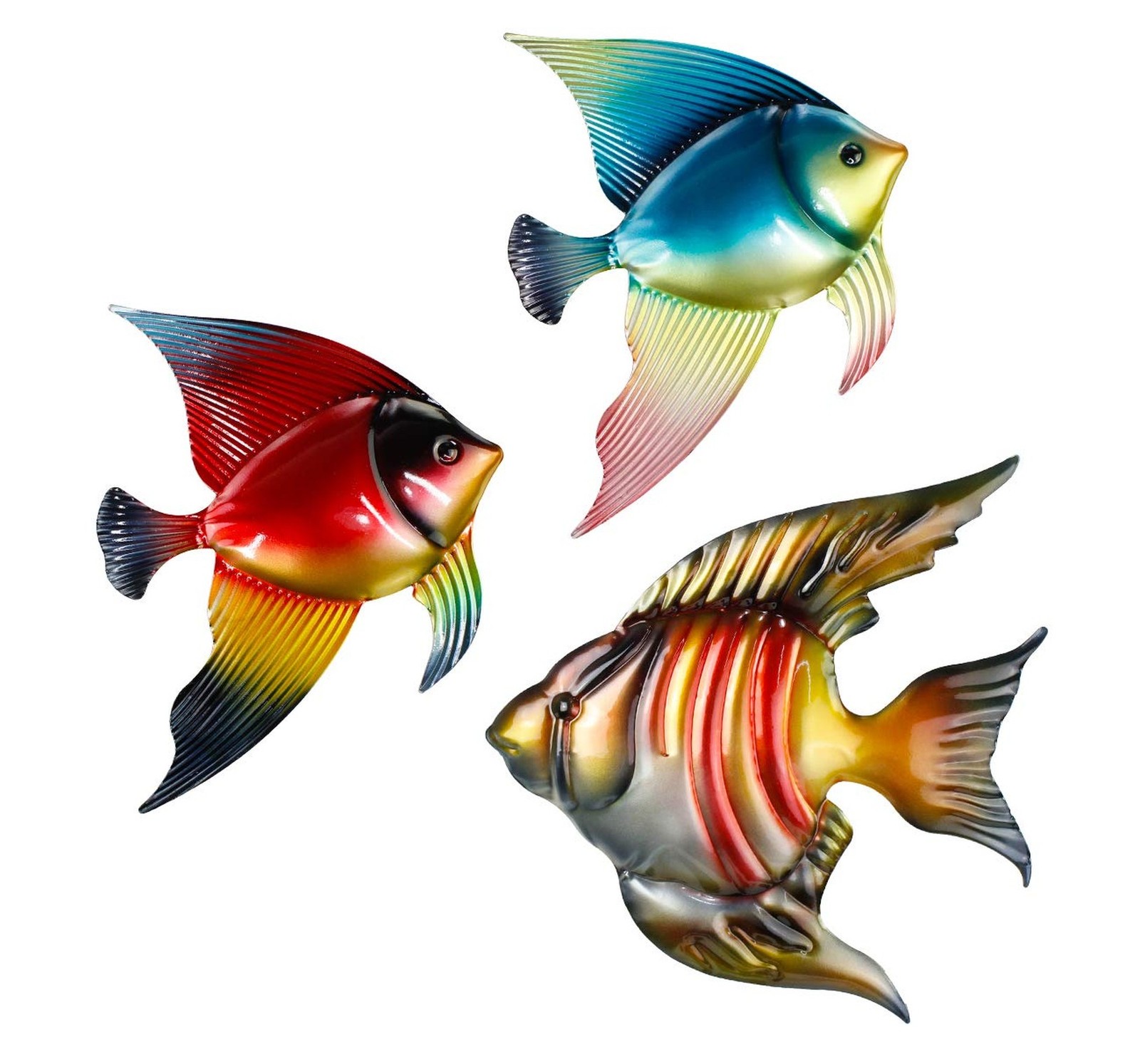 FANWNKI Set of 3 Metal Fish Wall Decor Art Outdoor Indoor Sculpture Hanging f…