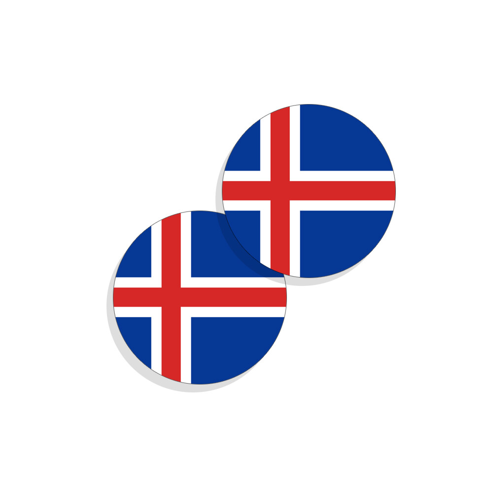 Iceland Flag Stickers Flag Decals Vinyl Round Indoor Outdoor Circles 4 pack