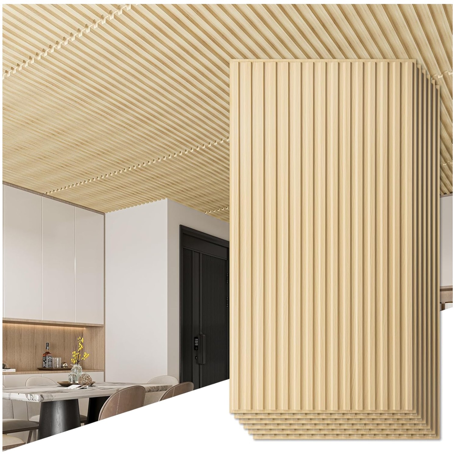 12-Pack 3D Wall Panels, 2×4 FT PVC Tiles – Oak