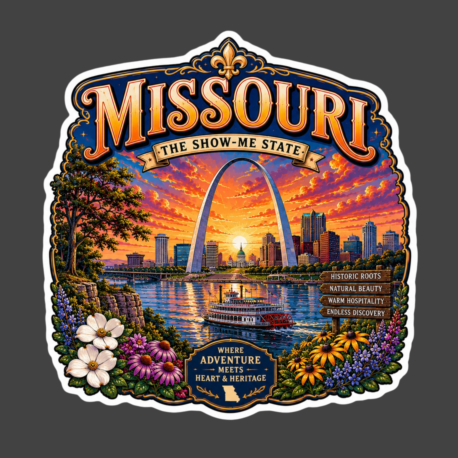 Missouri Sticker Vinyl Decal Gateway Arch St Louis Riverfront Travel Souvenir