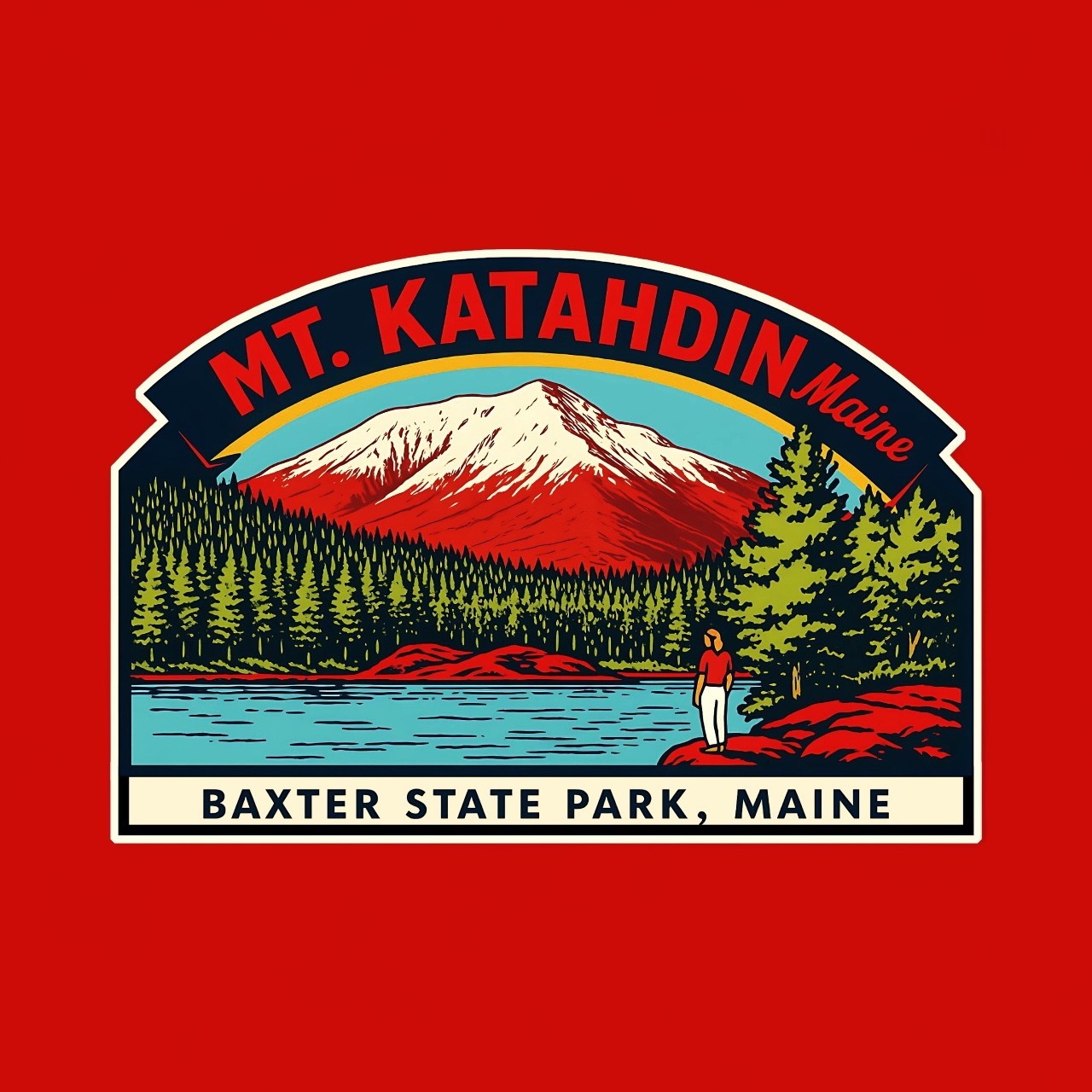 Mount Katahdin Maine Vinyl Travel Souvenir, Nature Adventure Decal for Outdoors,