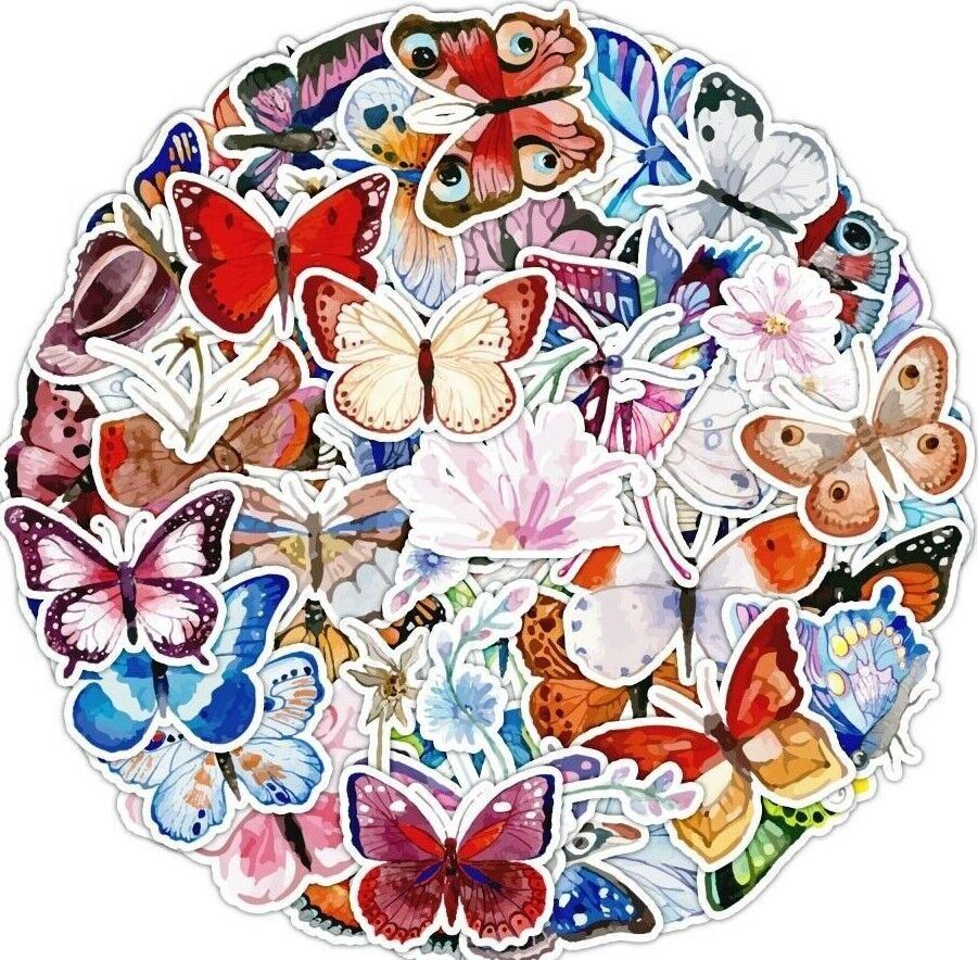 BUTTERFLY Vinyl WATERCOLOR Stickers [A] Butterflies ~ Water Bottle Laptop DECALS