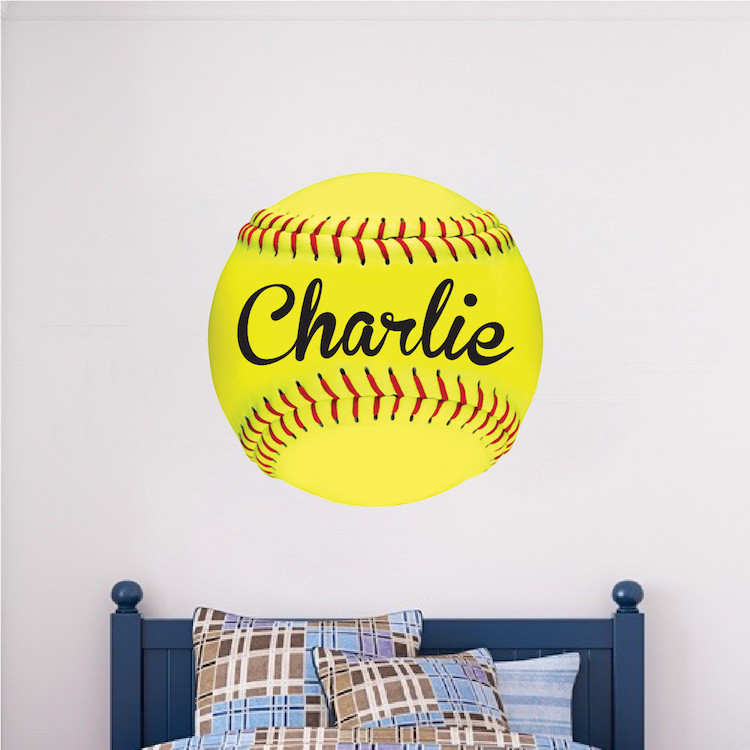 Custom Softball Name Wall Decal Kid's Room Sports Decal Softball Art, s69