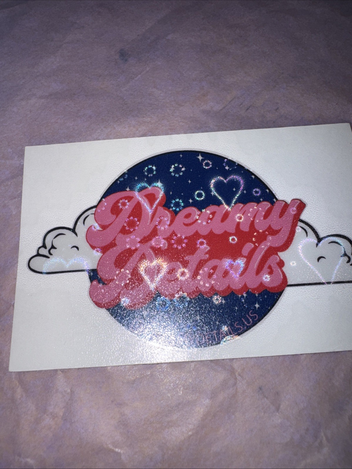 Dreamy Love Holographic Vinyl Sticker Hearts Clouds Aesthetic Art