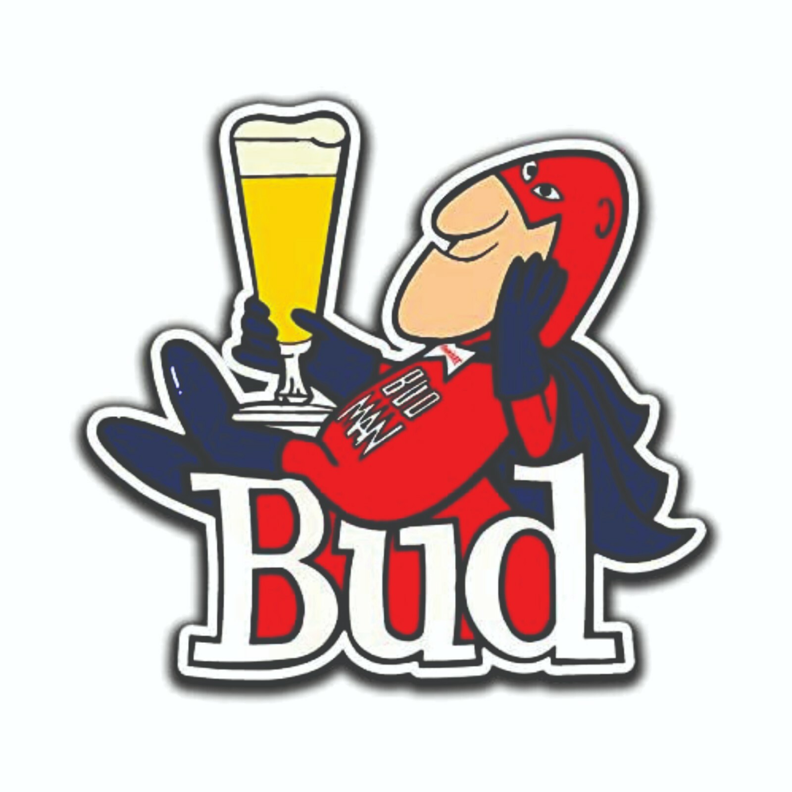Budweiser Bud Man With Beer Glass Decal / Bumper Sticker