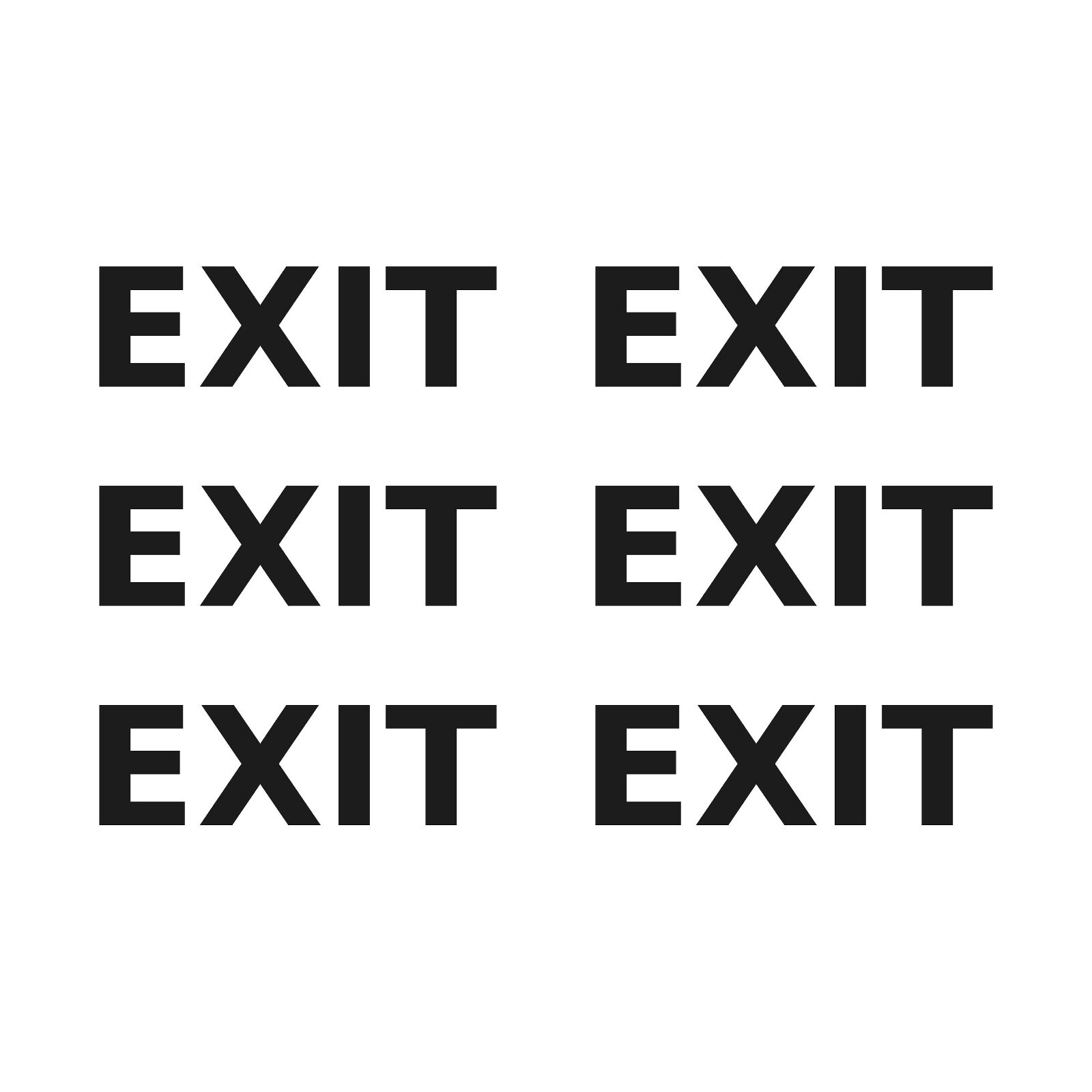 Exit letters Vinyl Decals Stickers Set of 6