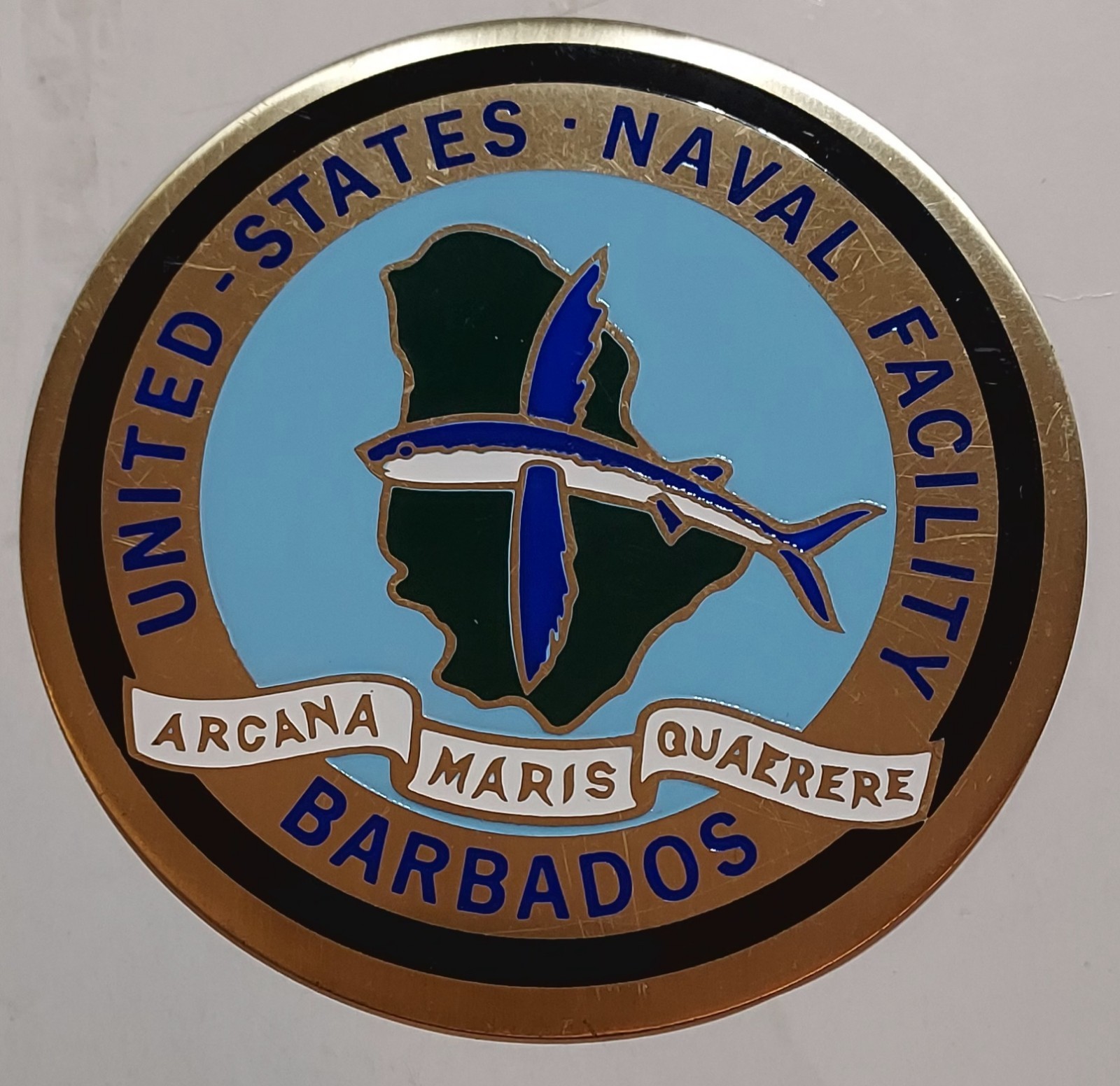 ( ALUMINUM ) 3" DECAL, STICKER- former United States Naval Facility in Barbados