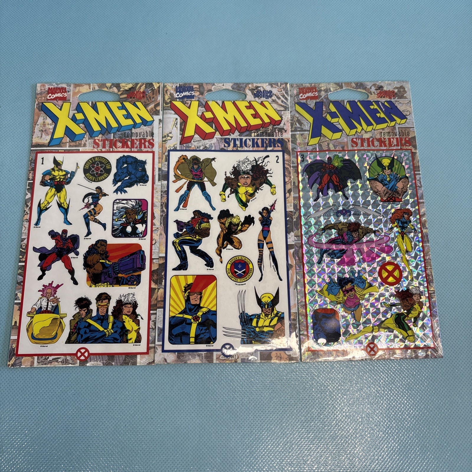 Vintage 1994 Marvel X-Men Set of 3 Sheets of Removable Stickers – NEW SEALED