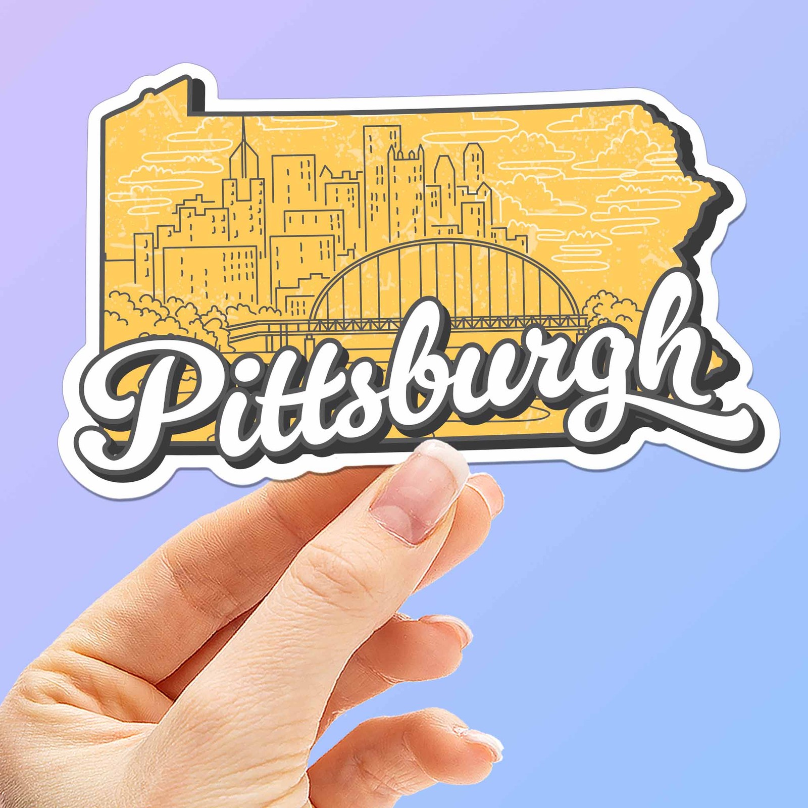 Retro Pittsburgh PA Map Sticker – PGH Pennsylvania Decal