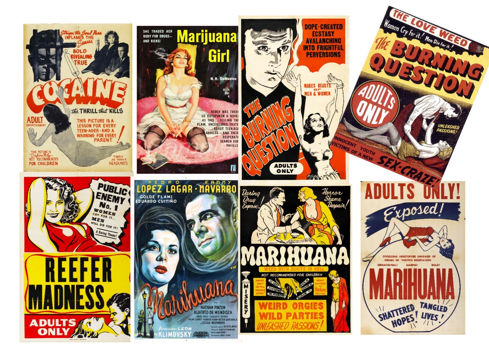 Reefer Madness Marijuana Films Unframed Art Print Poster Pack of 8 – 12×16