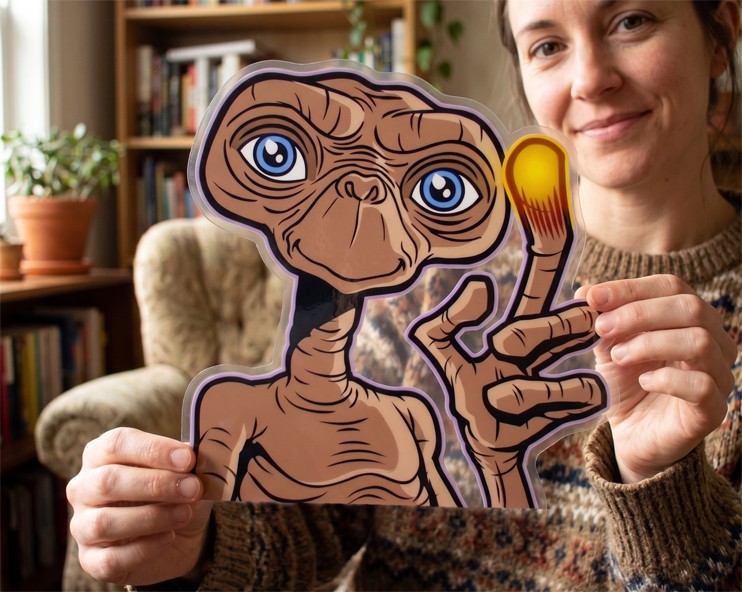 GIANT 10" E.T. Peeking Vinyl Transparent Sticker Extra Terrestrial ET Decal