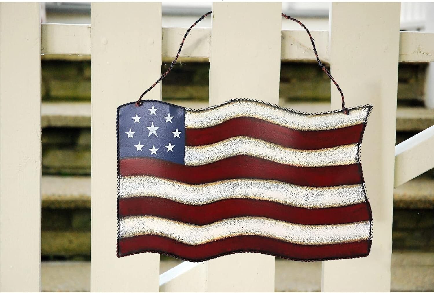 Metal American Flag Sign Patriotic Hanging Wall Art Decorative Iron Plaque Vinta