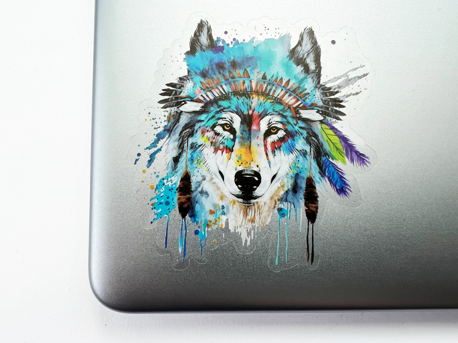 2x Headdress Wolf 3in Transparent Stickers Native American Dog Book Laptop Phone