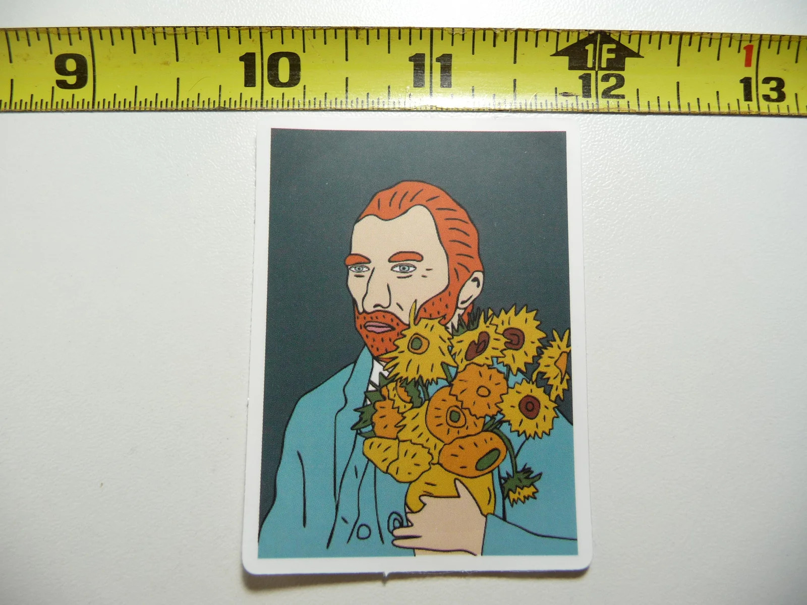 VINCENT VAN GOGH HOLDING SUNFLOWERS SMALL STICKER DECAL CLASSIC ARTIST PAINTER