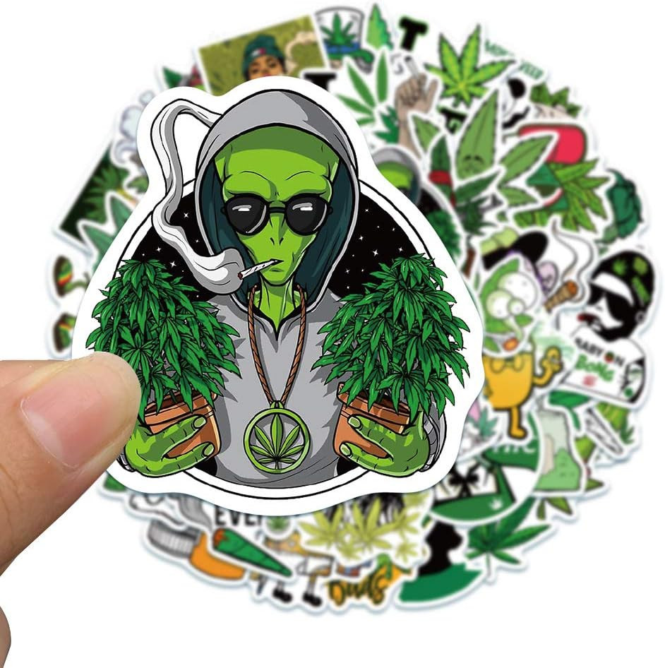200 PCS Vinyl Waterproof Weed Stickers Aesthetic for Adults – Cool Funny DIY