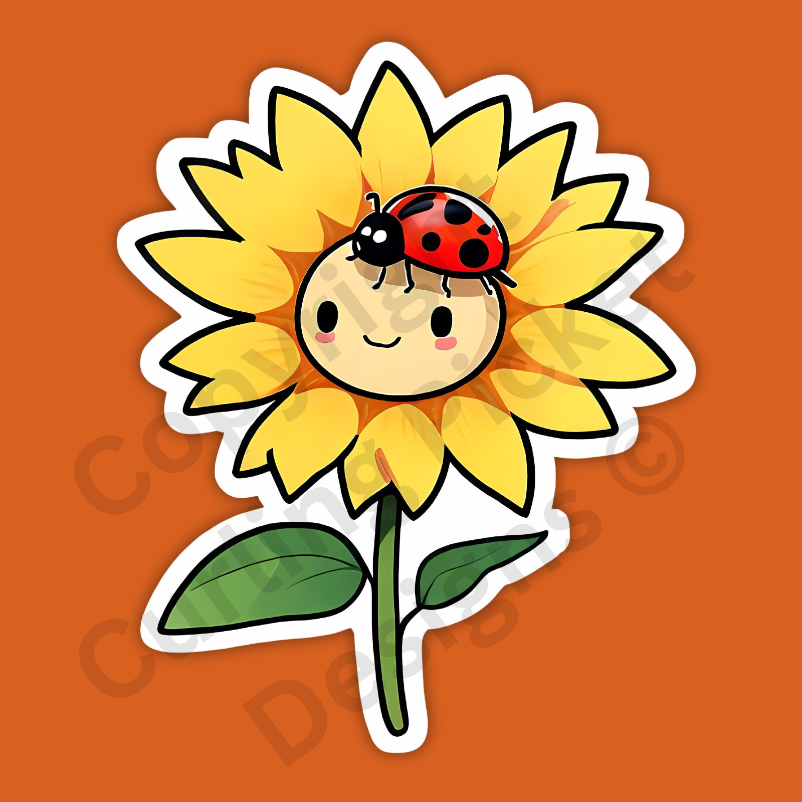 Ladybug On A Happy Sunflower Nature Garden Flower 3" Vinyl Sticker
