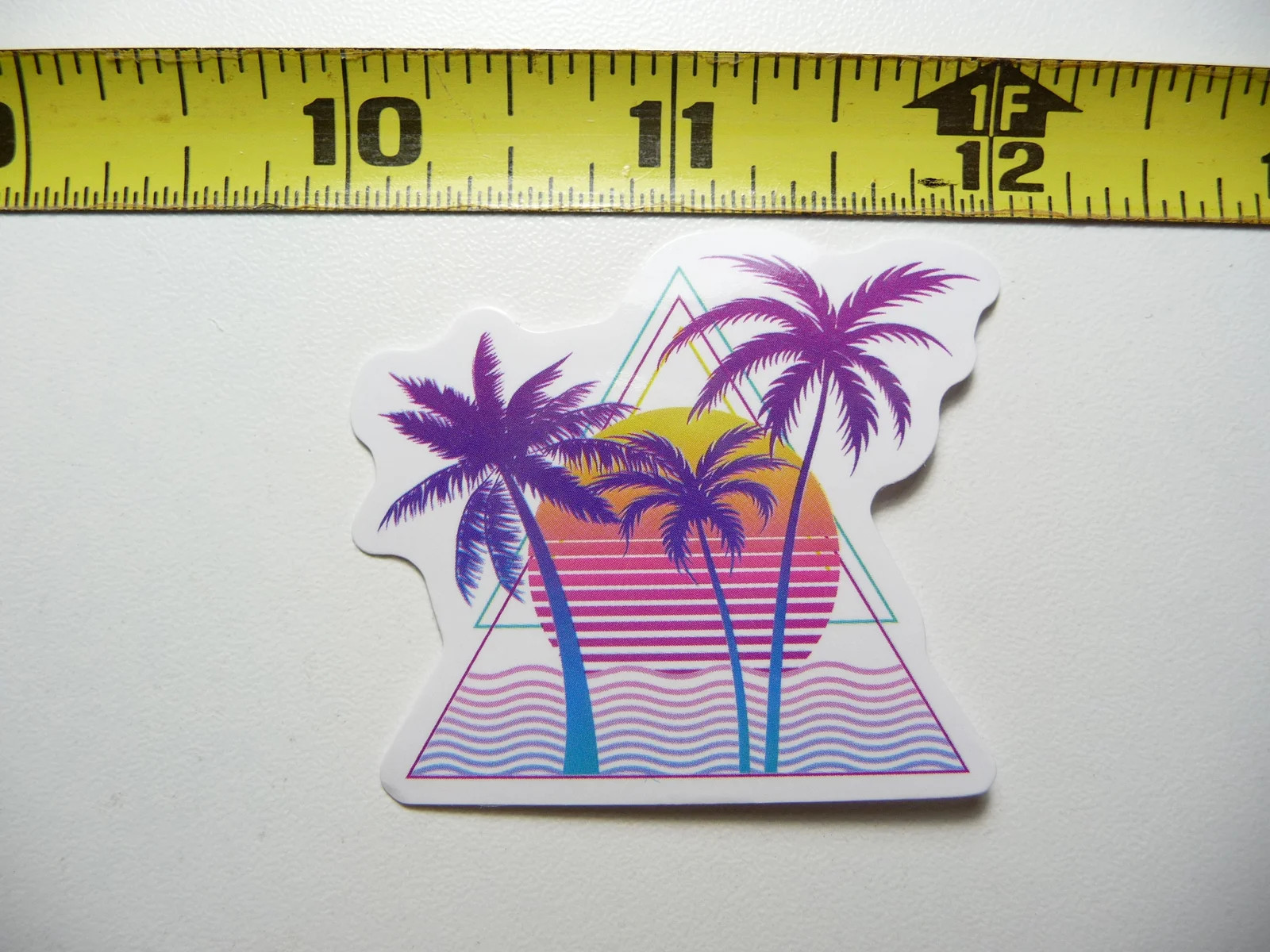 TRIANGLE PYRAMID SUNSET PALM SMALL STICKER DECAL TROPIC SCENE VACATION TRIP