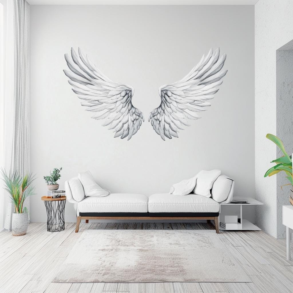 Large Angel Wings Wall Decal | Minimalist Wings Wall Sticker