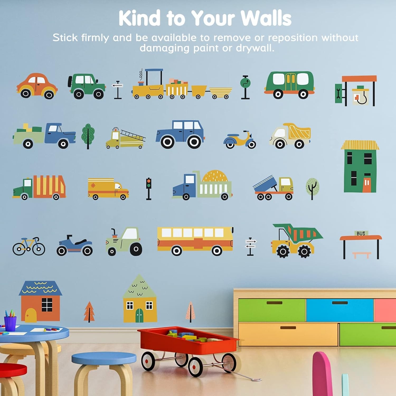Removable Cartoon City Vehicles Wall Decals Style: Car 2