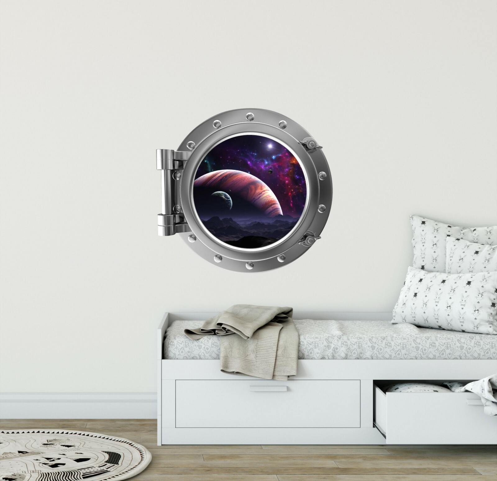 PortScape Jupiter & Moons Porthole Window Wall Decal Removable Vinyl Sticker