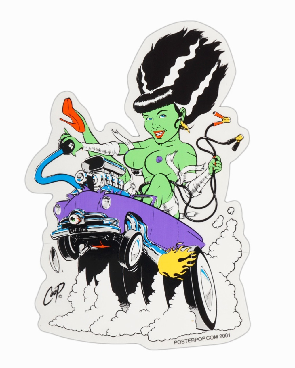 Vintage Poster Pop Culture Art Sticker Print Coop Sexy Alien Woman Car Hot Rod